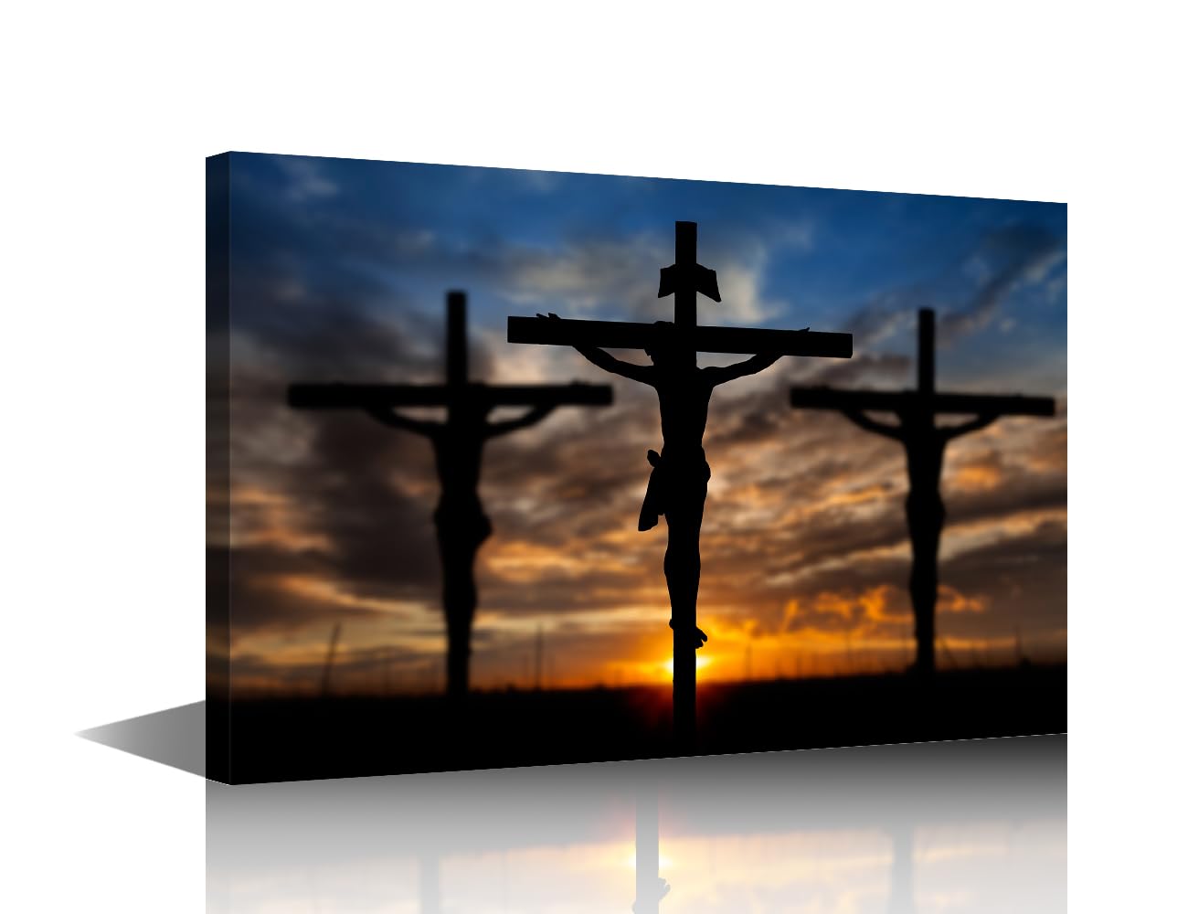 TISHIRON Jesus Christ Wall Art Christian Pictures Print On Canvas Jesus Christ on Cross Modern Artwork Wall Art for Living Room Office Giclee Gallery Wrapped Posters Framed Ready to Hang, 16" Wx24 H