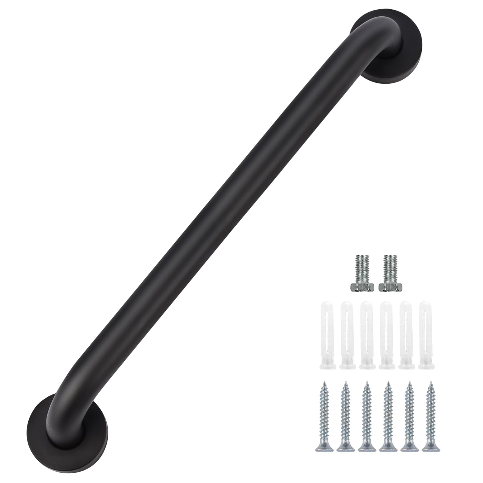 YF Bathroom Grab Rail – 60 cm Stainless Steel Black Anti-Slip Safety Bar, Shower and Bath Support Handle for Toilet, Kitchen, Steps, Elderly, Disabled, and Adults