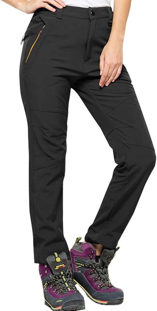 Women's Snow Fleece-Lined Soft Shell Insulated Waterproof Pants Winter Hiking,Camping,Travel: Clothing