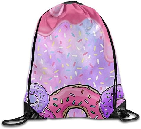 vhg8dweh 3D Print Drawstring Backpack Rucksack Shoulder Bags Gym Bag Lightweight Travel Backpack Doughnut