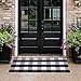 Homcomoda Cotton Plaid Checkered Area Rug Hand Braided Kitchen Floor Rug Runner Washable Carpet (23.6" by 51.2", Plaid-Black and White) primary