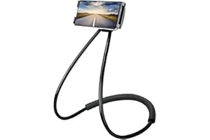 Chapter Seven Universal Smart Mobile Phone Stand,Hanging on Neck Cell Phone Mount Holder, Flexible Lazy Bracket DIY Free Rotating for Multiple Functions (Black)