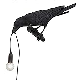 NorDiem Crow Table Lamps Bird Desk Lamp Bedroom Wall Sconce lamp Light Resin Decoration E12 110V LED Bulb (Right Black Wall Lamp)
