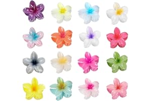 16 Pcs Hawaiian Flower Hair Clips Flower Claw Clip for Wedding Party Beach Decoration Headwea (16, 4CM)