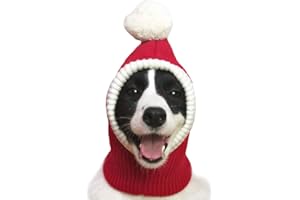 FLADOREPET Christmas Dog Hat Costume for Large Medium Dog Warm Winter Dog Hat Neck Ear Warmer Headband Protector for Golden Retriever Labrador(Large, Red)