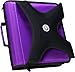Case-it X-Hugger 2-Inch Round Ring Zipper Binder with 5 - Color Tabbed Expanding File Book Holder on Front, Purple