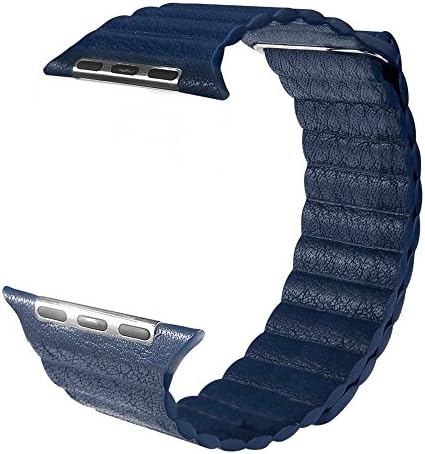 For Apple Watch Band 42mm,Komiro Leather Loop with Adjustable Magnetic Closure Replacement Band for iWatch Sport and Edition -Blue