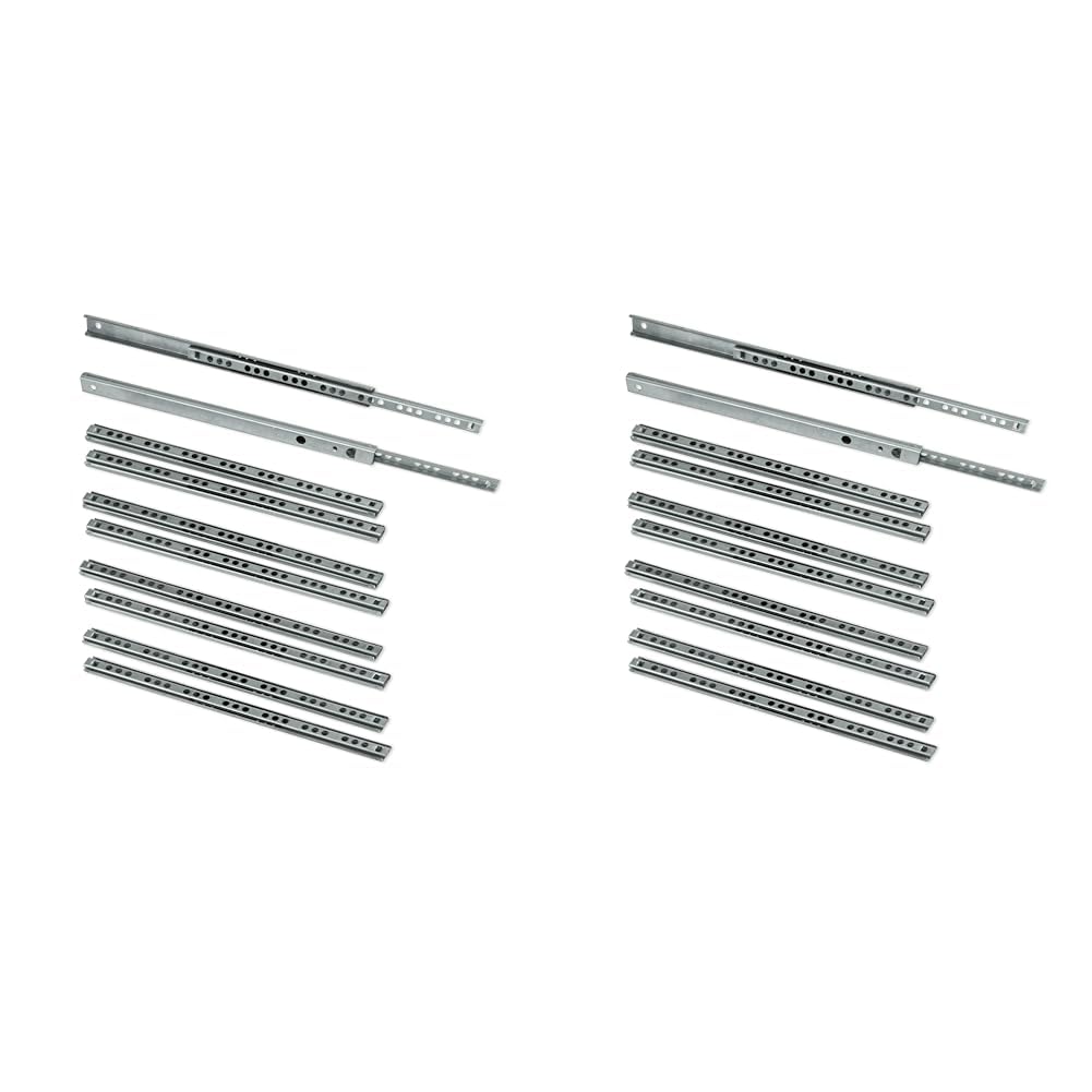 Emuca - Set of 5 Pairs (10 Pieces) Sliders/Ball Slides Extracted Part 17mm x 278mm (0,66 x 10,94 inch) for Drawer, Zinc Plated (Pack of 2)