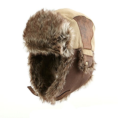 SIGGI Faux Fur Trapper Hat for Men Cotton Warm Ushanka Russian Hunting
