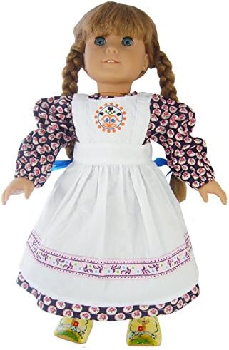 Dress, Apron, &amp; Hair Ribbons for 18" American Girl Pioneer Doll by DCSB