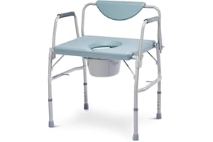 GreenChief 3 in 1 Bariatric Commode 700 LBS, Drop Arm Bedside Commode Chair, Potty Chair with Extra Wide Seat, Raised Toilet Seat with Handles, Bathroom & Bedroom Toilet Commode for Handicap, Elderly