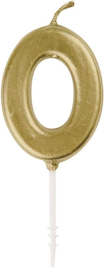 Mini Metallic Gold Number 0 Pick Birthday Candle (3cm x 11cm), Elegant and Dazzling Party Decoration