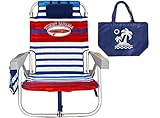 Tommy Bahama Backpack Beach Chair/Red White Blue Stripes + 1 Medium Tote Bag