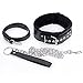 AOTENG STAR PU Leather Fur Collars Choker with Chain Detachable Leash for Women -Black