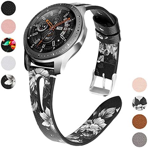 YSSNH Quick Release 20mm Watch Band Genuine Leather, Replacement for Galaxy Watch 42mm/Active(40mm)/Active 2 40mm 44mm/Gear S2 Classic/Samsung Galaxy Watch3 41mm Smart Watch with 20mm Luggs for Women