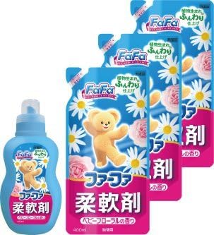 Amazon ファーファ 非濃縮タイプ 柔軟剤 ベビーフローラルの香り ブルー 本体 450ｍｌ 詰替 400ｍｌ 3個セット ファーファ 液体柔軟剤