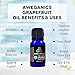 Aweganics Pure Grapefruit Oil USDA Organic Essential Oils, 100% Pure Natural Premium Therapeutic Grade, Best Aromatherapy Scented-Oils for Diffuser, Home, Office, Women, Men - 10 ML - MSRP $14.99