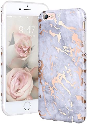 YT MARQUEEN iPhone 6/6S Case Marble Pattern Design Ultra Thin Anti-Scratch Bumper TPU Soft Case Rubber Silicone Skin Cover for iPhone 6/6S - Gray Rose Gold
