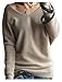 LONGMING Women's Fashion Big V-Neck Pullover Loose Sexy Batwing Sleeve Wool Cashmere Sweater Winter Tops(Tan, M)