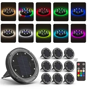 VIODAIM 10 Pack Solar Ground Lights Waterproof Garden Lights Outdoor Bright In-Ground for Pathway Yard Lawn Patio Walkway Pool