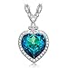 LADY COLOUR Christmas Necklace Gift for Women Heart Pendant with Swarovski Blue Crystals Fashion Costume Jewelry Brithday Anniversary Romantic Gifts Present Wife Her Girls Girlfriend Mother Lady