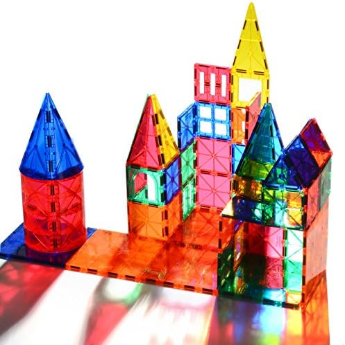 60 Piece Set 60pcs Magnet Building Tiles Clear Magnetic 3D Building Blocks Construction Playboards