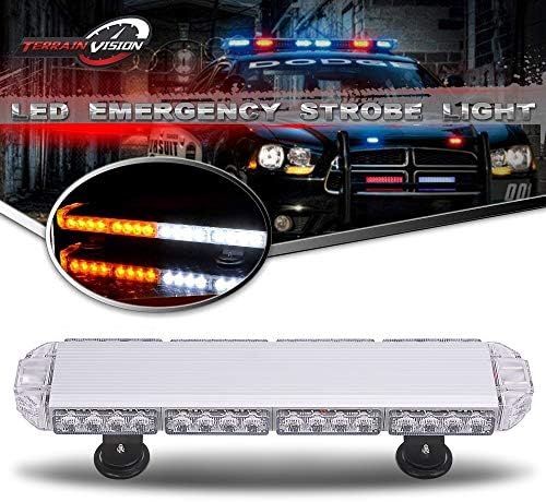 TERRAIN VISION Amber White 56 LED 23Inch 168W High Intensity Law Enforcement Emergency Hazard Warning LED Mini Bar Strobe Light with Magnetic Base