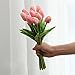 Montout 12PCS/Set PU Stunning Holland Tulip Flower Real Touch Artificial Silk Flowers Arrangement Bouquet Home Room Office Wedding Party Decor (Pink)
