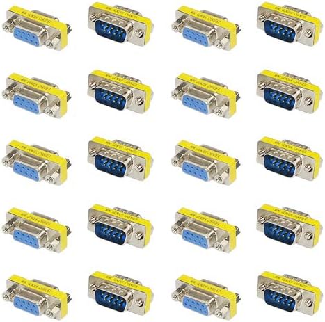 BGTXINGI 20PCS(10Pairs) DB9 9 Pin Male to Male Female to Female RS-232 Plate Insert Type Connectors Serial to Terminal Cable Gender Changer Coupler Adapter Assortment Kit