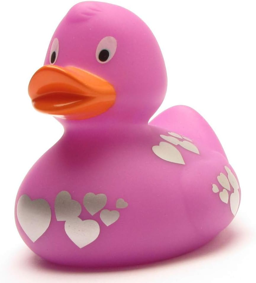 Rubber Duck Purple with Silver Hearts Bath Duck L 9 cm Amazon