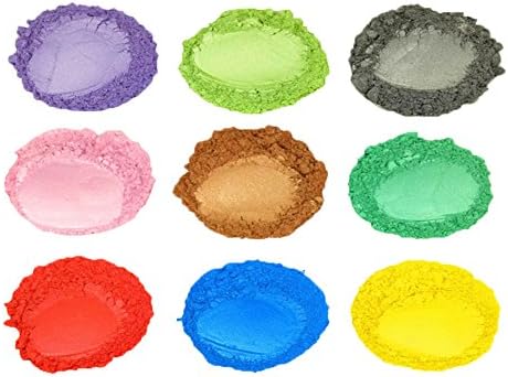 Pack of 9 Assorted Matte Mineral Pigments Mica Powder DIY Supplies for Mineral Makeup &amp; Soap Makings (90 Grams Total)