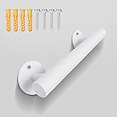 Purife 1FT Wall Mount Hand Rails Stair Railing Indoor, Grab Bars for Stairs | Non-Slip White Metal Pipe Handrails for Seniors, Railings for Outdoor Steps, Garage Porch Deck Basement Rail