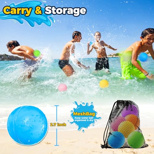 KOKODI 16PCS Reusable Water Balloons for Kids Ages 3-14, Self Sealing Magnetic Water Bombs for Pool & Beach, Quickly Fill Refillable Silicone Water Balls Fight Toys for Summer Outdoor Games