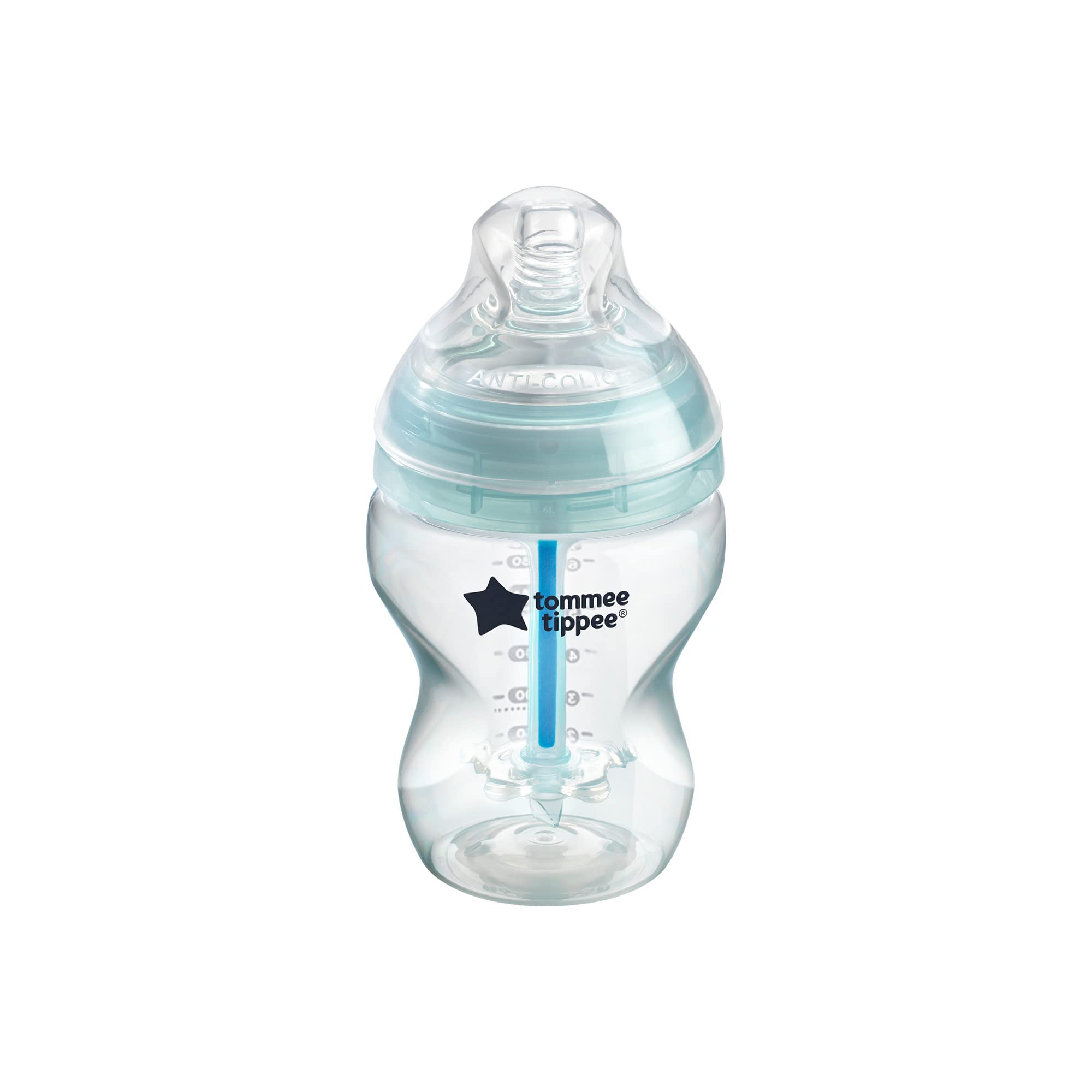 Tommee Tippee Advanced Anti-Colic Baby Bottle, 260ml, Slow-Flow Breast-Like Teat for a Natural Latch, Triple-Vented Anti-Colic Wand, Pack of 1