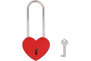 VeYocilk Love Lock Heart Padlock,Red Single Heart Wish Lock with Key for Lovers Wedding,Valentine's Day,Anniversary,Travel(with Key)