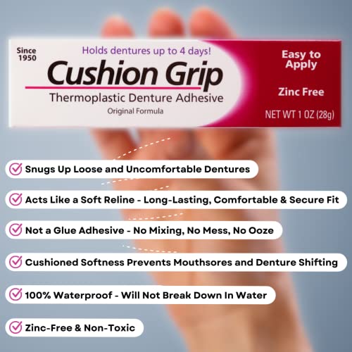 Cushion Grip Thermoplastic Denture Adhesive for Refitting and