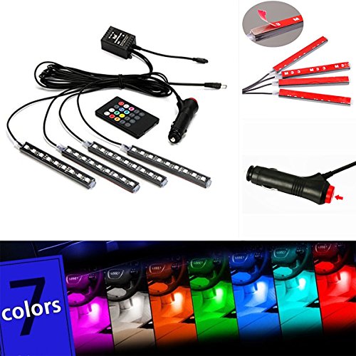 Car Lights Interior,Neon Lights Strip for car,Car Interior Lighting Kit,Multi Mode Change and Wireless Remote Control (Multicolor)
