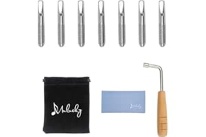 Mulucky 7 PCS Tuning Pin Widely Used for Lyre Harp, Zithers, Harpsichord, and Other Primitive Stringed Instruments, with L-shape Tuning Wrench Gooseneck Tuning Hammer Lever, and Dust-Free Cloth