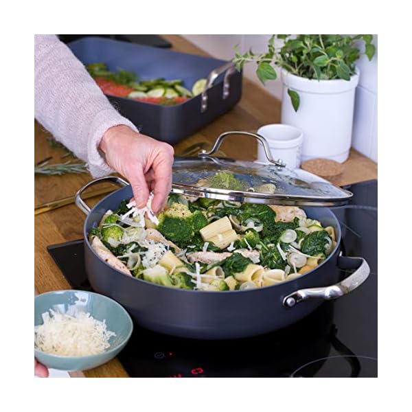GreenPan-Saute-Pan-with-Two-Side-Handle-Non-Stick-Toxin-Free-Ceramic-Saute-Pan-Induction-Oven-Safe-Cookware-26-cm36-Litre-Grey GreenPan Valencia Pro Hard Anodised Healthy Ceramic Non-Stick 26 cm/3.6 Litre Sauté Pan with Lid and Side Handles, PFAS…