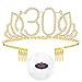 Frcolor 30th Birthday Tiara Crystal Rhinestone Women Crown with Combs (Gold)