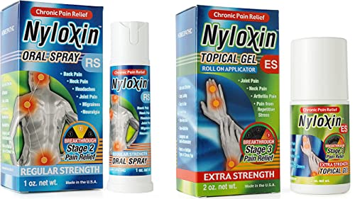 Nyloxin Extra Strength Roll-On (2oz) & Orange Flavored Oral Spray (1oz) for Pain Relief