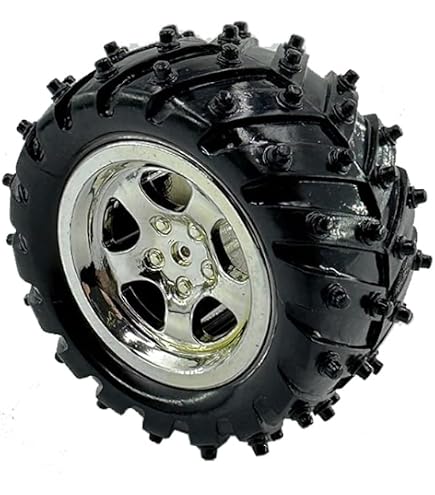 Ruedas De Plástico Para Coche RC MroMax - 30 Mm Diámetro, Agujero De 2 Mm, Paquete De 2, Color Negro Y Plateado