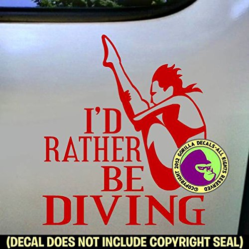RATHER BE DIVING Springboard Diver FEMALE Vinyl Decal Sticker A - Thumbnail 4