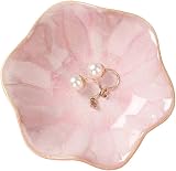 Binoster Ceramic Leaf Jewelry Dish Pink 11cm Trinket Tray Key Holder