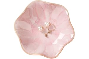Binoster Ceramic Leaf Jewelry Dish, Pink Key Tray, Modern Jewelry Holder, Small Ring Dish, Trinket Tray, Nightstand Decor Room Decor