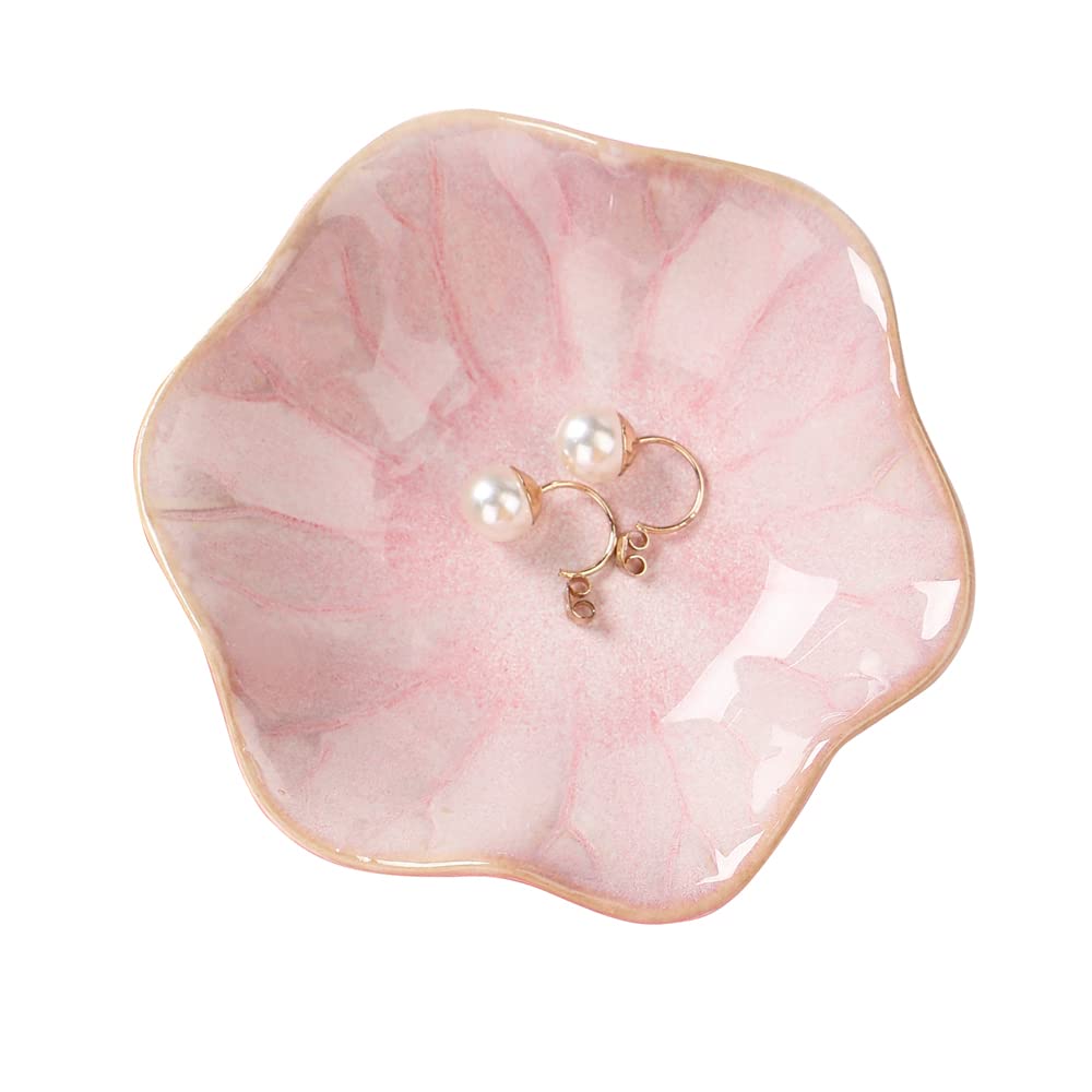Photo 1 of Binoster Ceramic Leaf Jewelry Dish, Pink Key Tray, Modern Jewelry Holder, Small Ring Dish, Trinket Tray, Nightstand Decor Room Decor