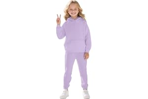 Boys Girls 2 Piece Tracksui𝐭 Athletic Sweatsuit Set Kids Hoodi𝐞s Sweatshirt and Jogger Sweatpants Loose Comfy Winter