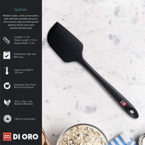 DI ORO Gold Premium 2Piece Silicone Kitchen Spatula Set 1 Standard Turner Spatula & 1 Large
