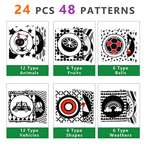 Black and White Soft Flash Cards,Nontoxic Fabric Baby Cloth Activity