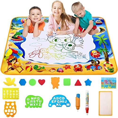 ROUZYBAY Doodle Mat, Water Painting Writing Doodle Board Toy, Large Color Aqua Magic Mat, Educational Travel Toys Gift for Boys Girls